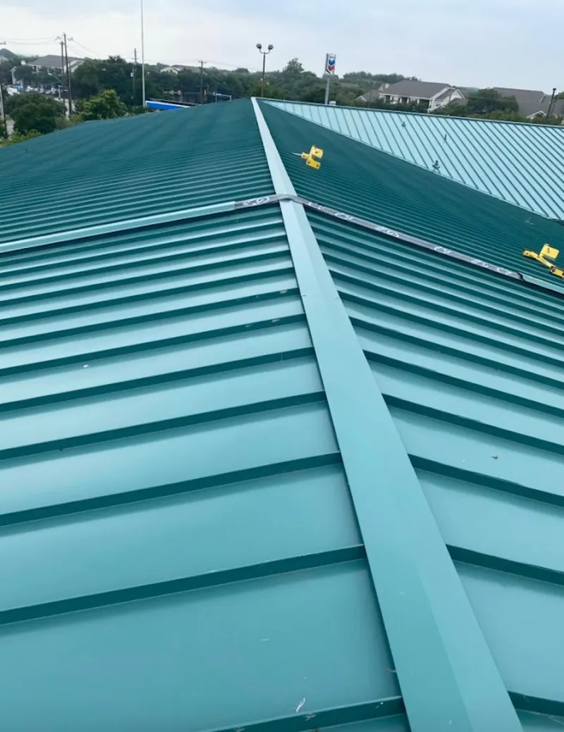 Green commercial metal roof ridge and valley for Metal Roof Repair in Brawley